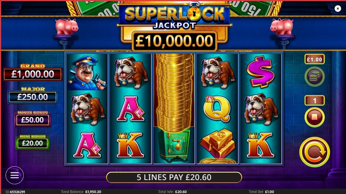 Tampilan visual slot Piggy Bankin’ Super Lock dengan tema brankas emas dan simbol kekayaan.